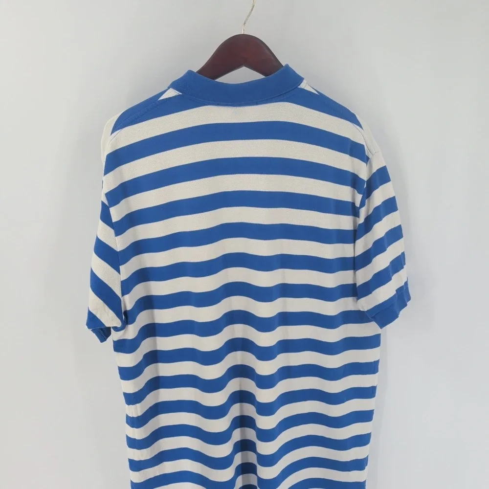 VTG Polo‎ By Ralph Lauren Striped Golf Performance Polo Shirt White Blue Size XL